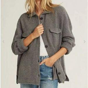NakedCashmere ADDISON Shacket Jacket Shirt Sparrow Grey Brown Sweater - S